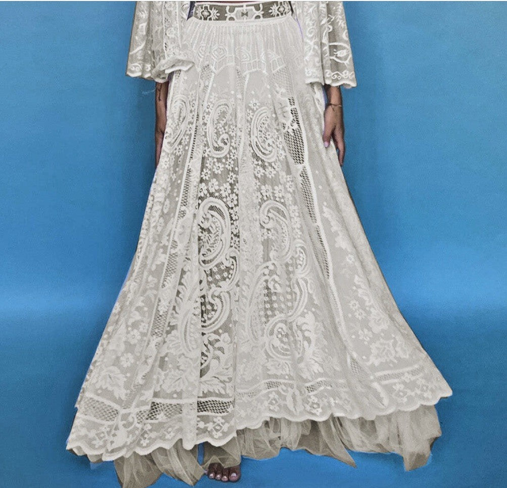 ANTICA SARTORIA 2025 WHITE LACE SKIRT WITH SLIP ONLY NWT ONE SIZE