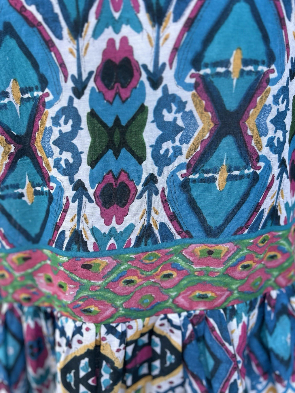 Antica Sartoria Button Down Blue Green Pink Collar Dress NWT S/M Colorful