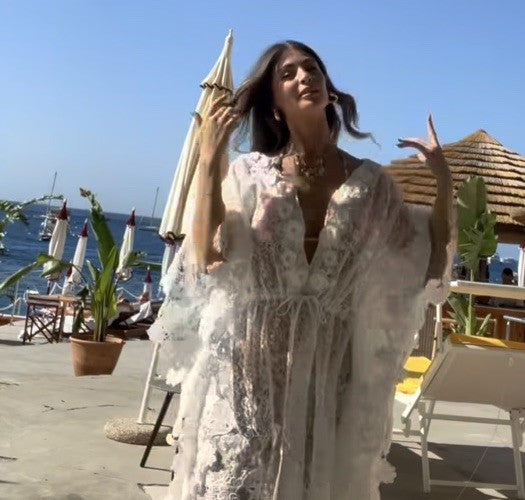 Antica Sartoria 2024 White Lace Knitted Kaftan Mumu Gorgeous NWT O/S