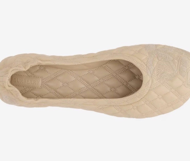 Burberry Beige Quilted Slip-On Ballerina Shoes NWT 38.5