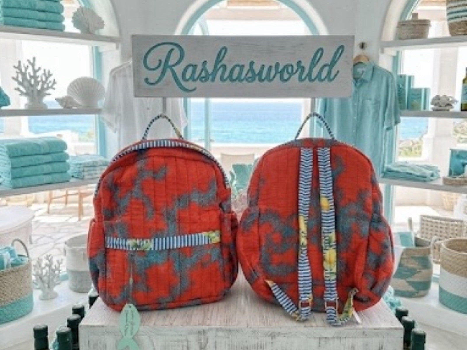 Antica Sartoria 2026 Red Blue Lemon Backpack Sample One Of A Kind Nwt
