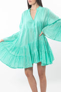 ANTICA SARTORIA 2025 SHORT AQUA V NECK DRESS 2025 NWT O/S