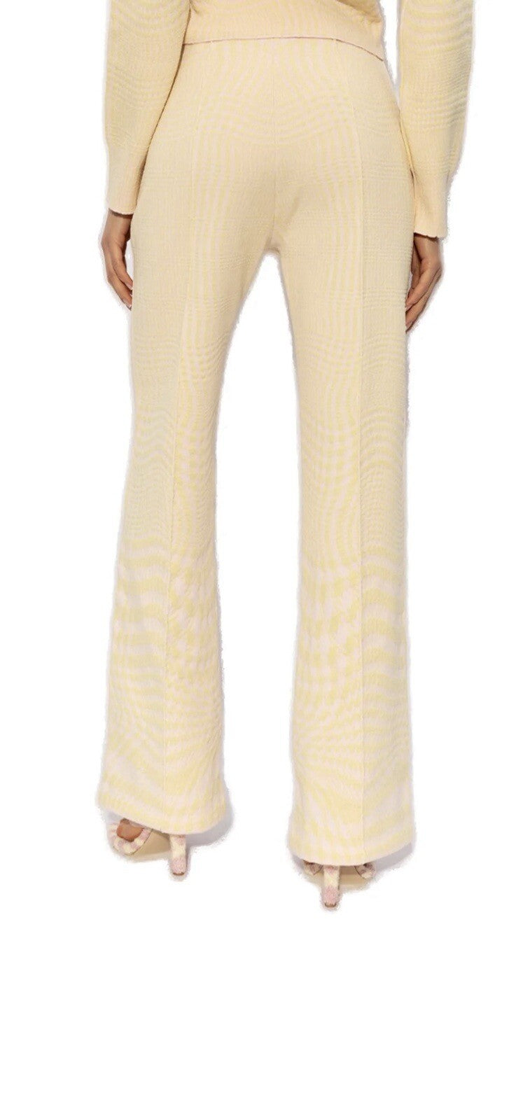 Burberry Houndstooth Jacquard High Waisted Trousers Small Pink Yellow Gorgeous