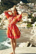 Antica Sartoria 2026 Gold Coral Belted Collar Button Dress NWT O/S