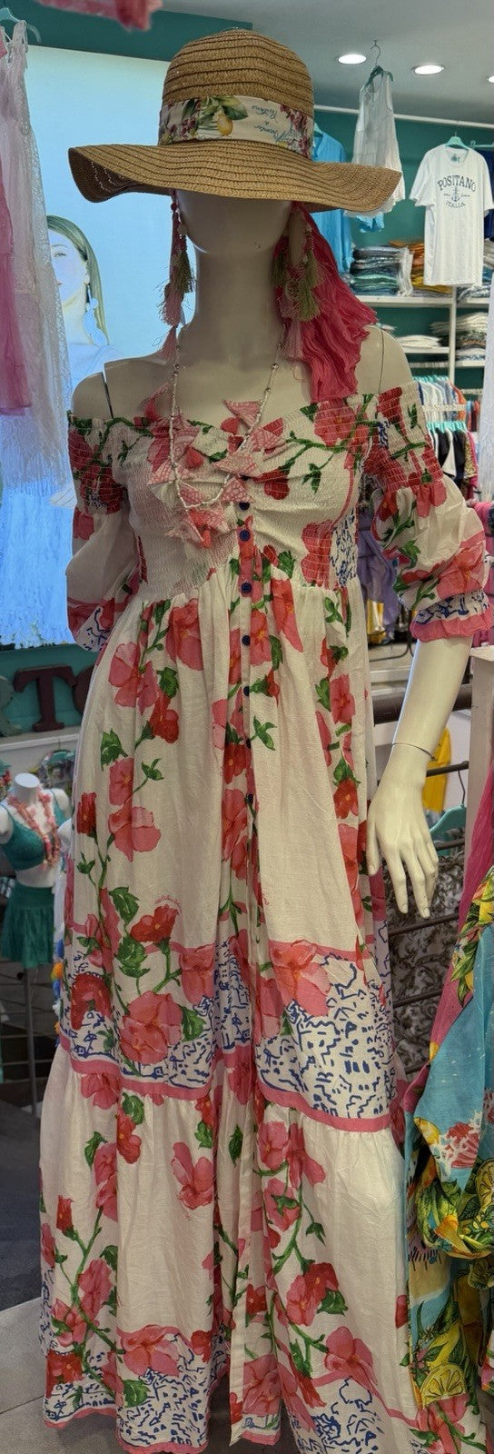 ANTICA SARTORIA 2026 OFF SHOULDER ROSES FLOWERS LONG DRESS NEW PATTERN O/S