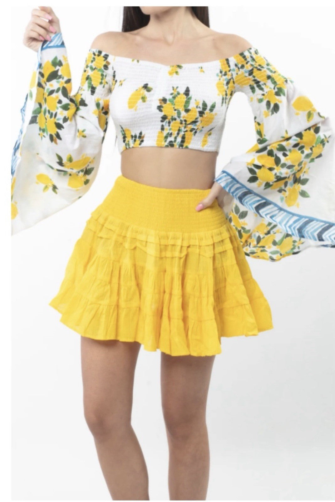 Antica Sartoria 2025 Yellow Skirt Off Shoulder Lemon Top O/S NWT