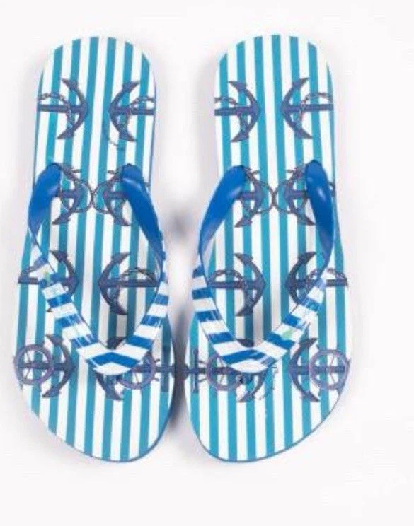 Antica Sartoria 2025 Flip Flops 40-41 Blue & Sea Anchor NWT