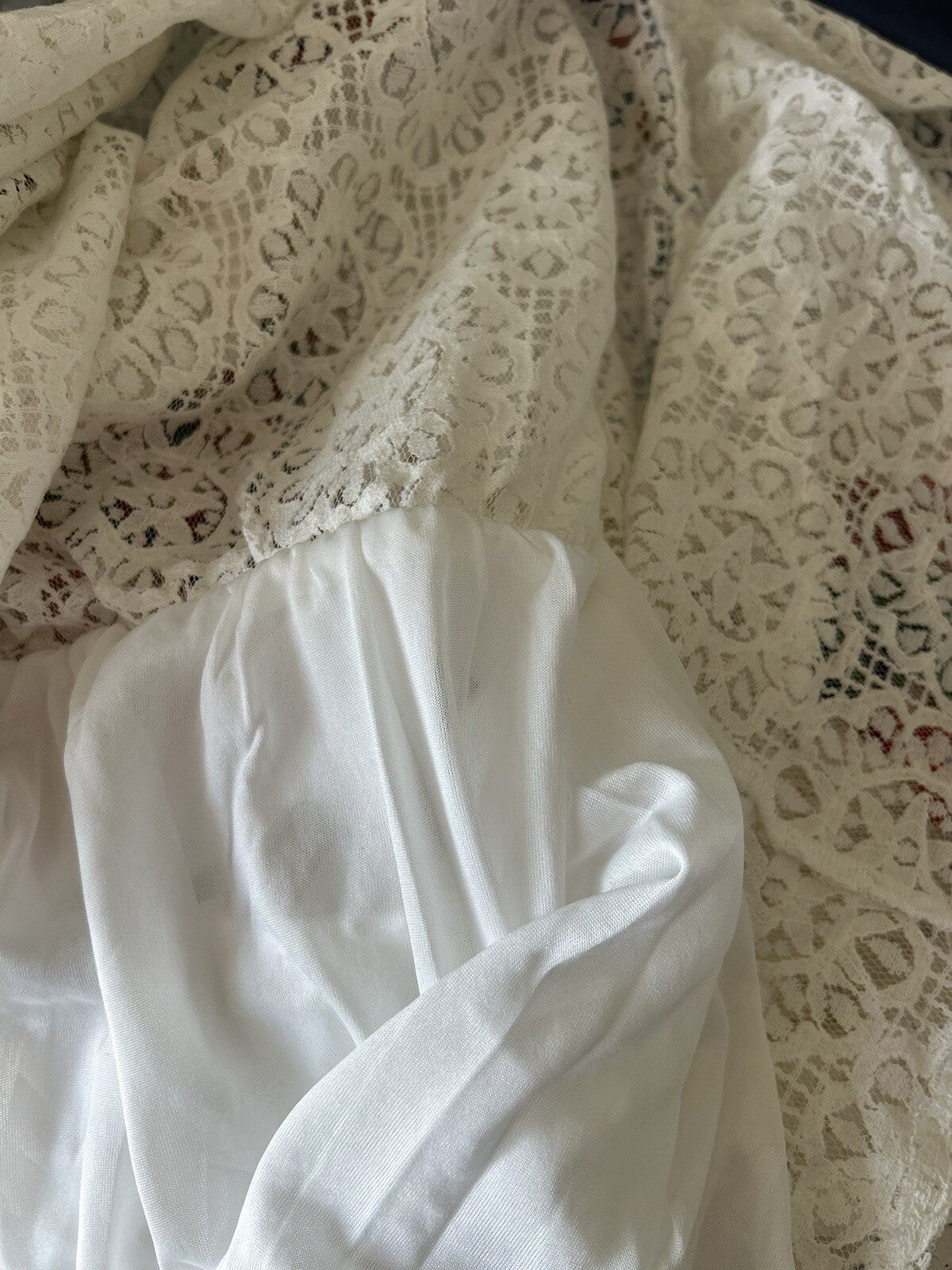 Made In Italy Like Antica Sartoria Beautiful Embroidered White Lace Like Dress L