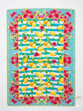 ANTICA SARTORIA 2024 LEMONS ON BLUE/WHITE STRIPE COTTON SCARF SARONG 40x70 NWT