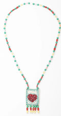 ANTICA SARTORIA RED YELLOW GREEN WITH HEART BEADED LOVELY NECKLACE NWT