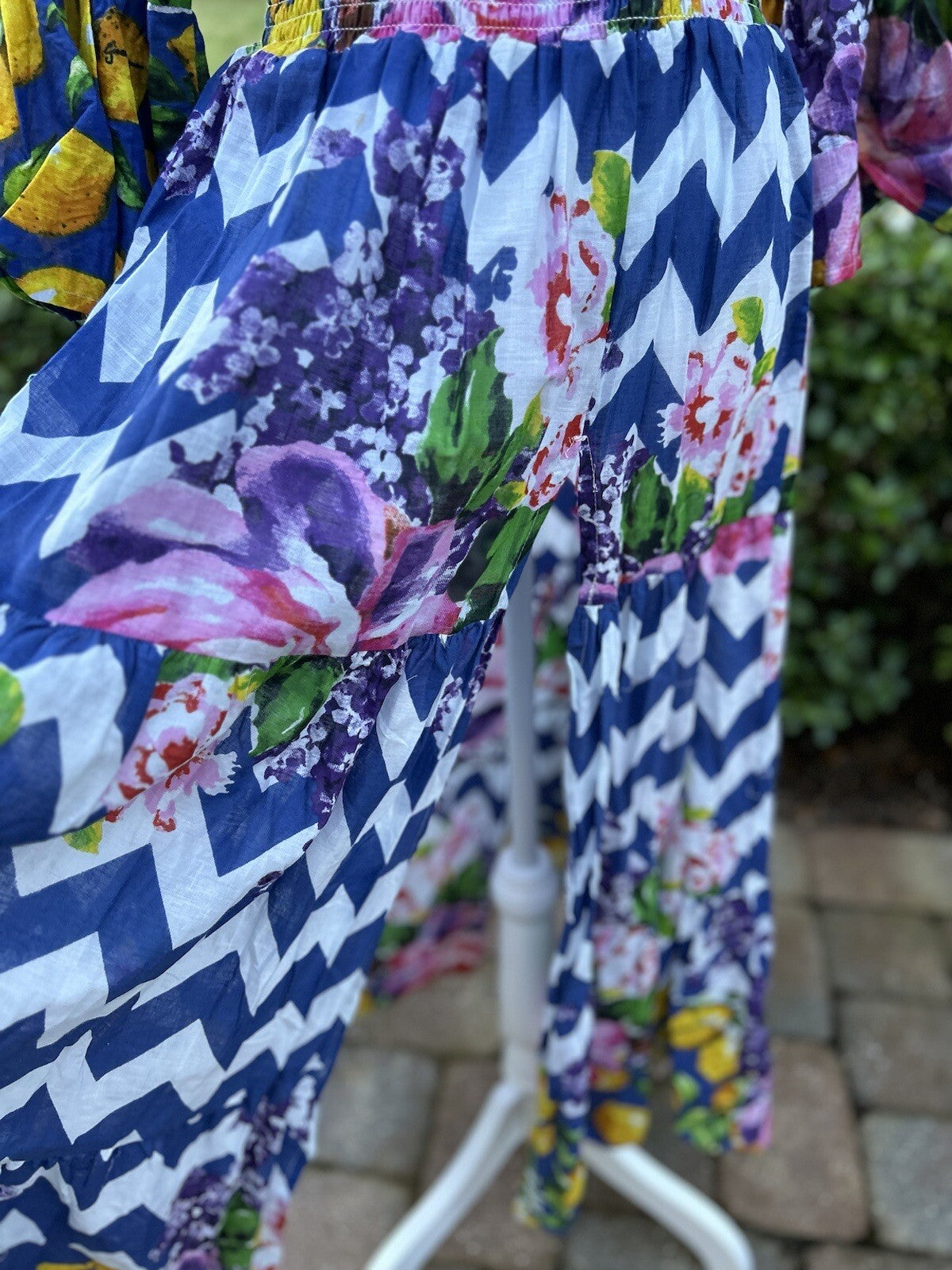 Antica Sartoria Long Chevron Cobalt Blue And Lemon Sequin Dress NWT O/S
