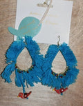 ANTICA SARTORIA BLUE WITH BIRD PIERCED EARRINGS NWT