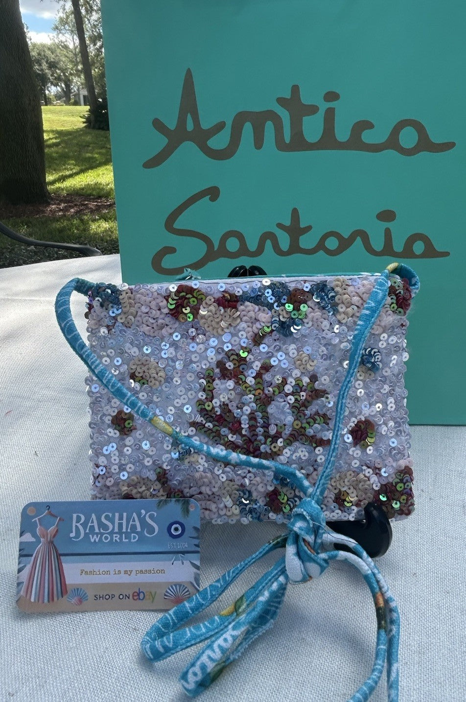 Antica Sartoria 2025 Coral Seashells Beaded Mini Clutch Nwt