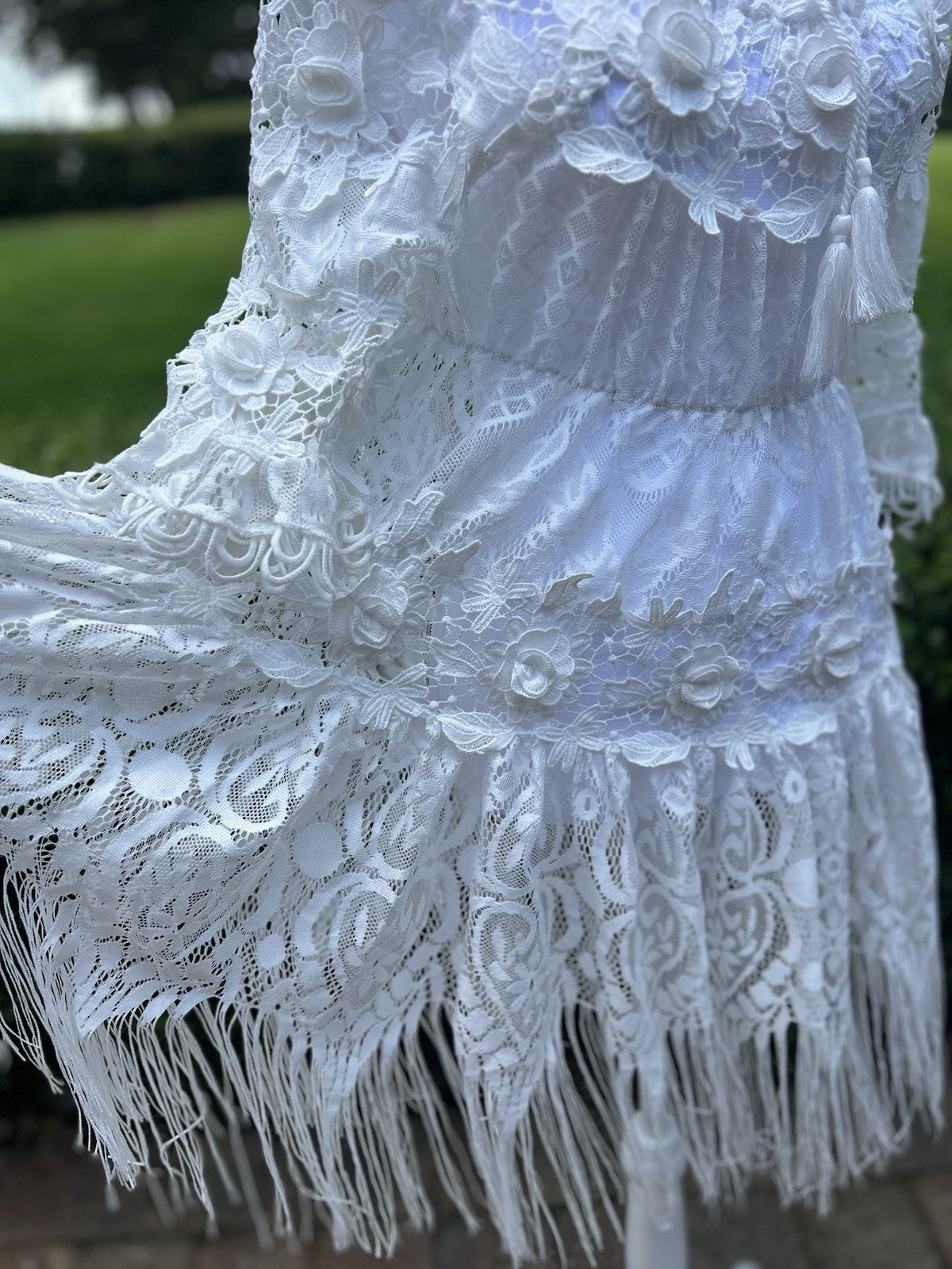 Antica Sartoria White Lace Embossed Flowers Dress BEAUTIFUL NWT O/S