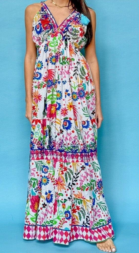 Antica Sartoria Gorgeous Flower Power Long Tie Top Dress Nwt O/S