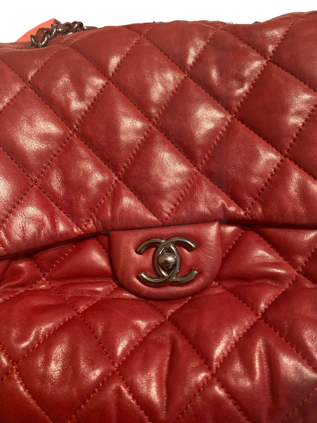 CHANEL ACCORDION FLAP BAG Burgundy In Quilted Leather