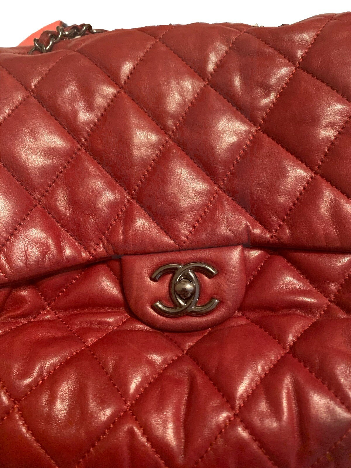 CHANEL ACCORDION FLAP BAG Burgundy In Quilted Leather