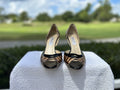 Jimmy Choo Cheetah BLACK Heels PEEP TOE SEXY SIZE 38