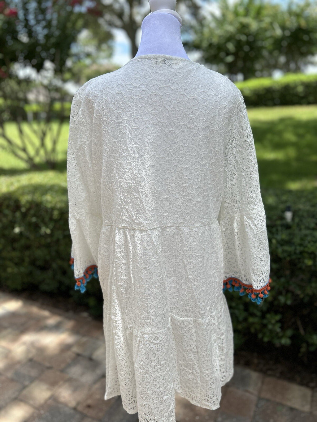 Made In Italy Like Antica Sartoria Beautiful Embroidered White Lace Like Dress L