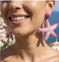 Antica Sartoria 2026 Starfish Earrings Rose Pink  & White Nwt Pierced