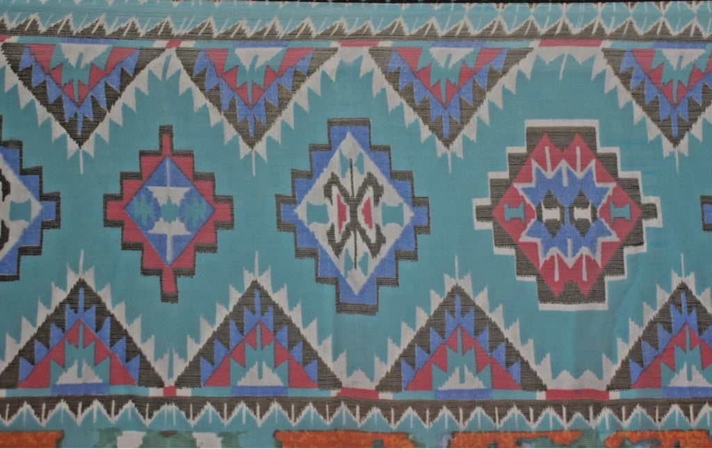 Antica Sartoria 2025 Aztec Orange 🍊 Blue Polychiffon Scarf 40x70 NWT