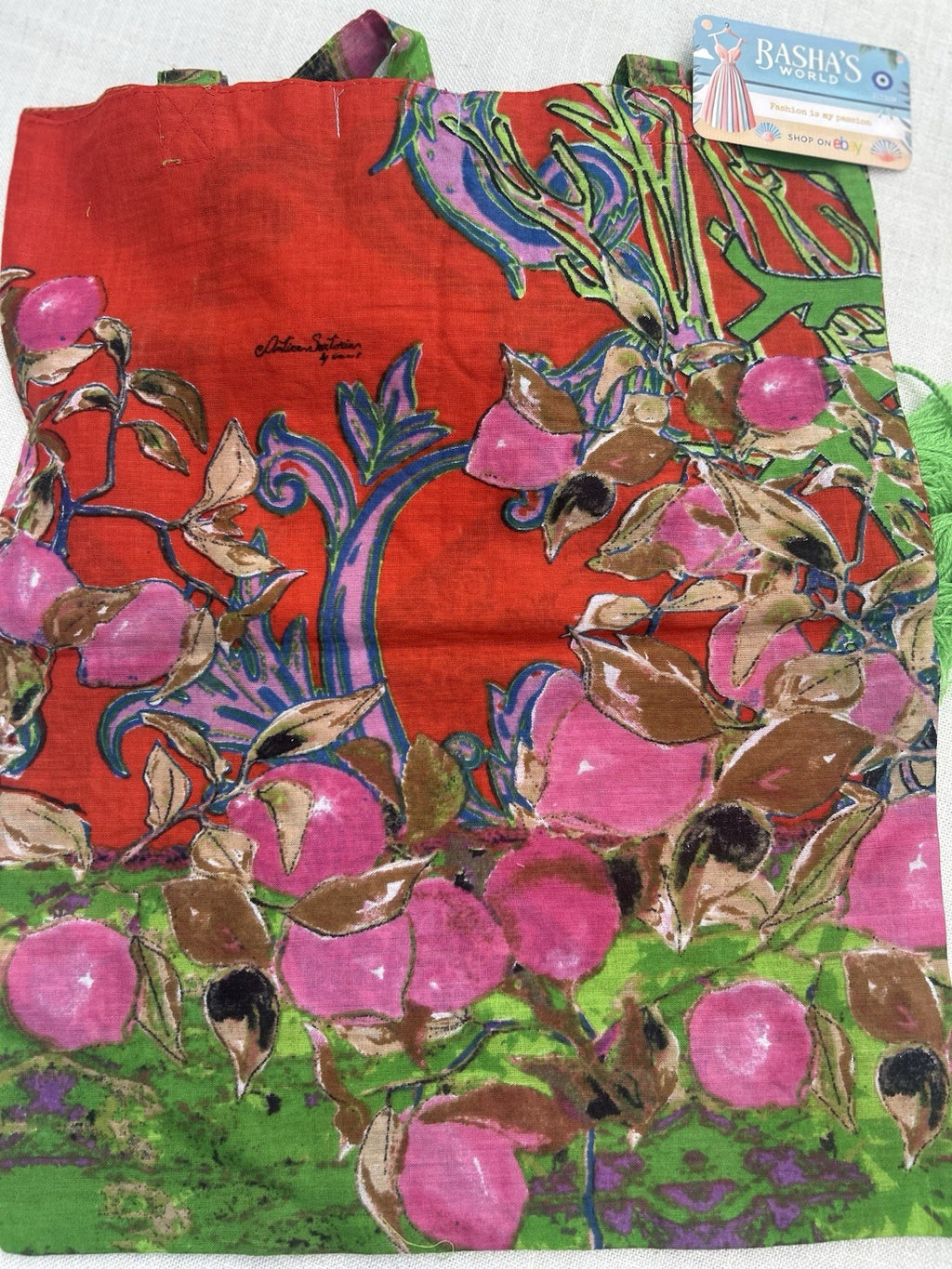 ANTICA SARTORIA RED PRINT SHOULDER BAG VERY LIGHTWEIGHT GREAT EMBROIDERY NWT