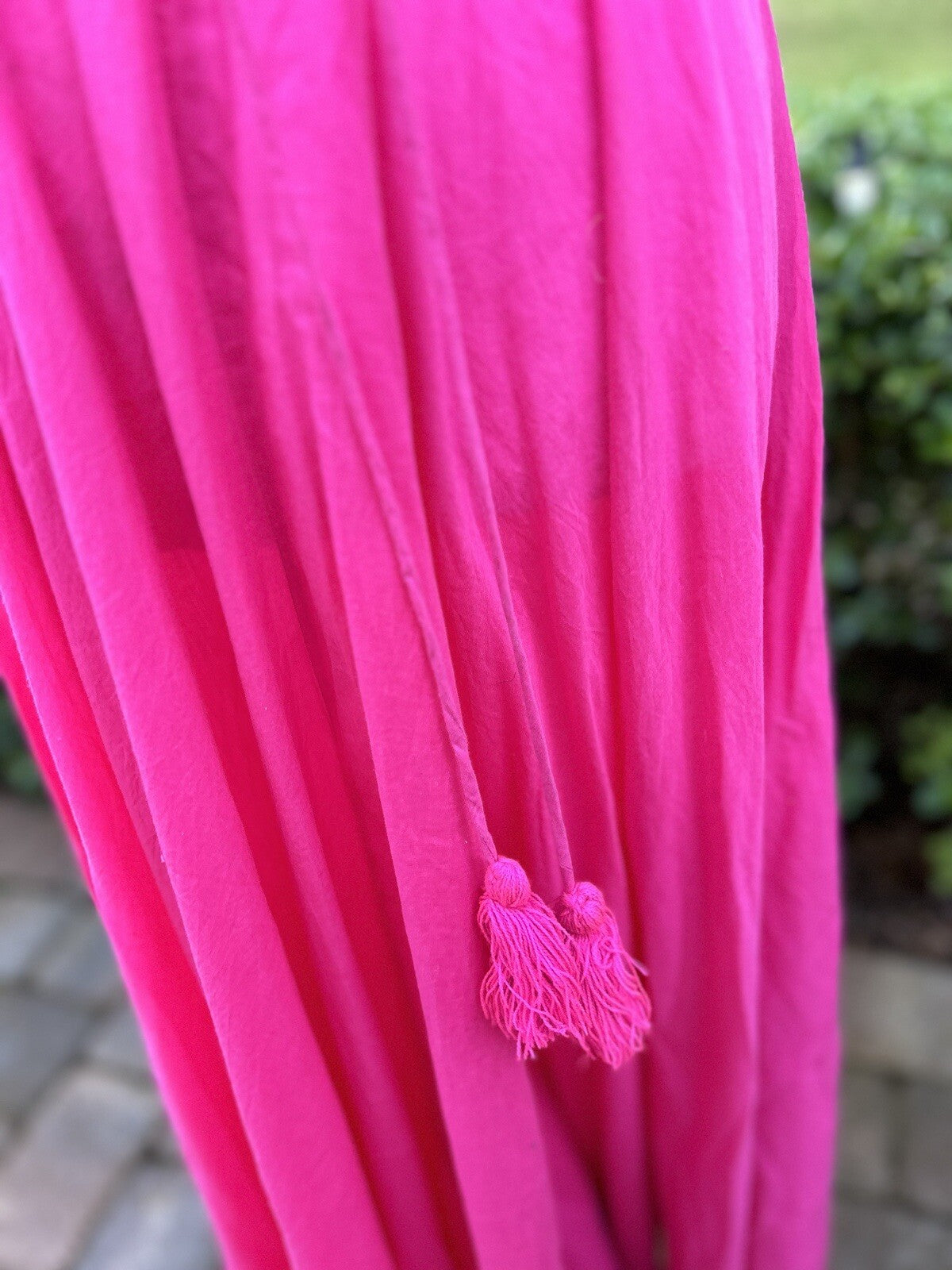 ANTICA SARTORIA PINK TIE FRONT & BACK V NECK DRESS POMPOM NWT O/S