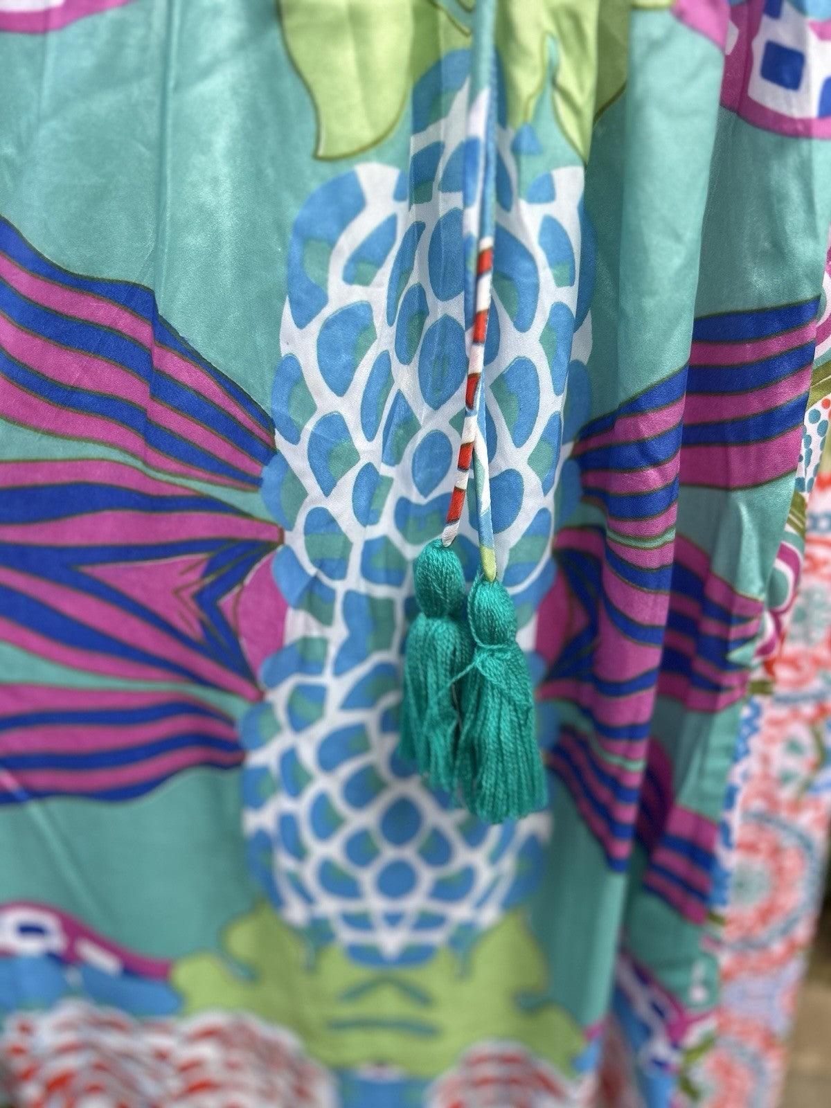 ANTICA SARTORIA 2024 AQUA COLORFUL FLOWER LONG MUMU/KAFTAN/DRESS NWT OS