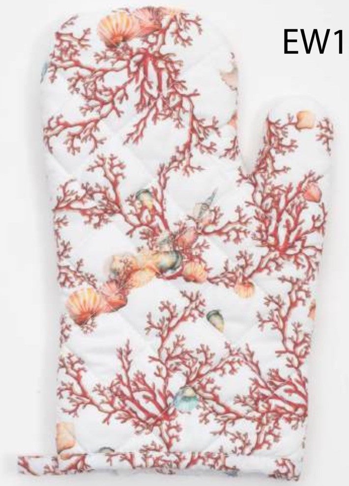 Antica Sartoria 2025 Coral & Sea Shell Apron & Mitten Great Gift Nwt