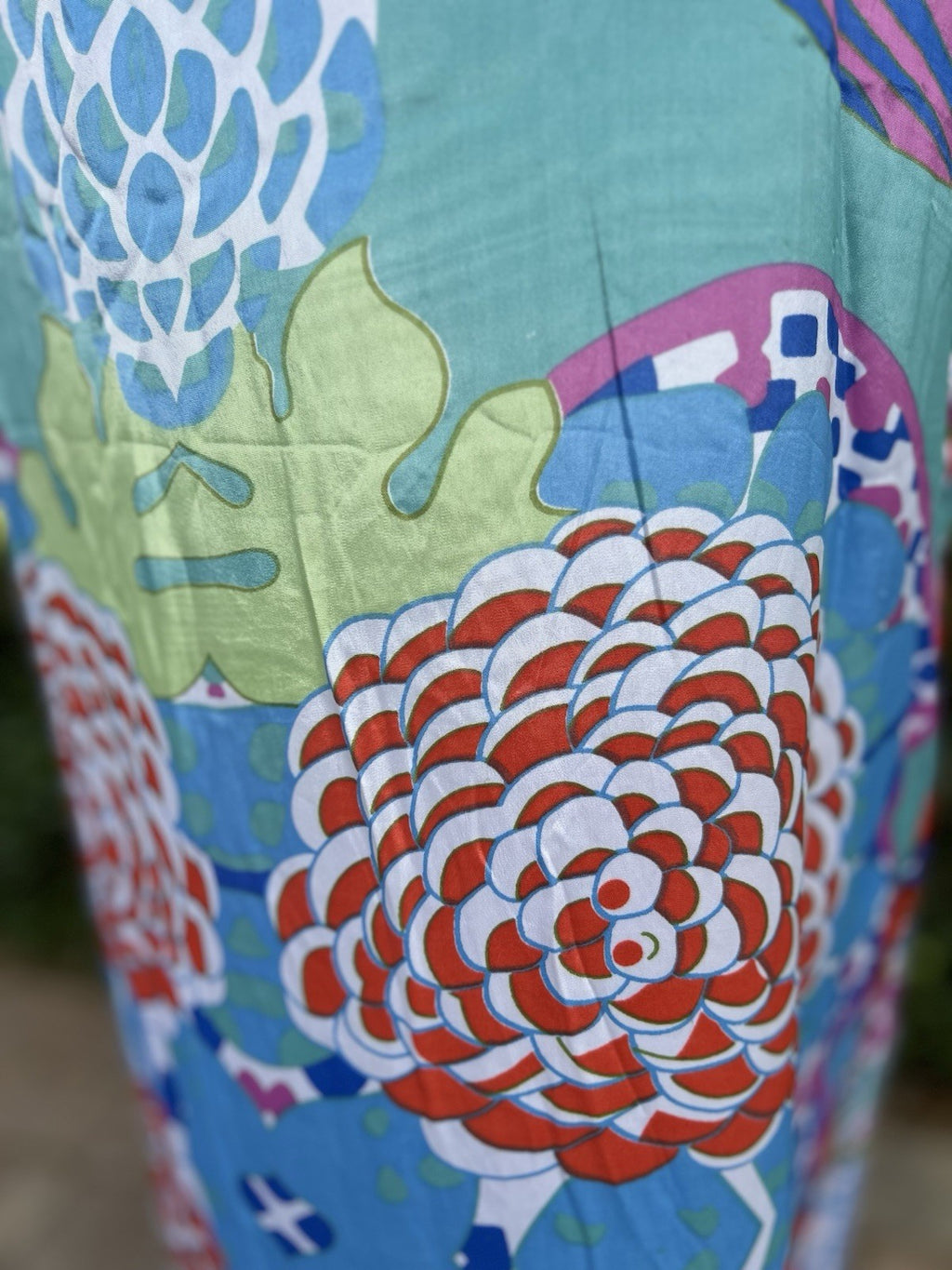 ANTICA SARTORIA 2024 AQUA COLORFUL FLOWER LONG MUMU/KAFTAN/DRESS NWT OS