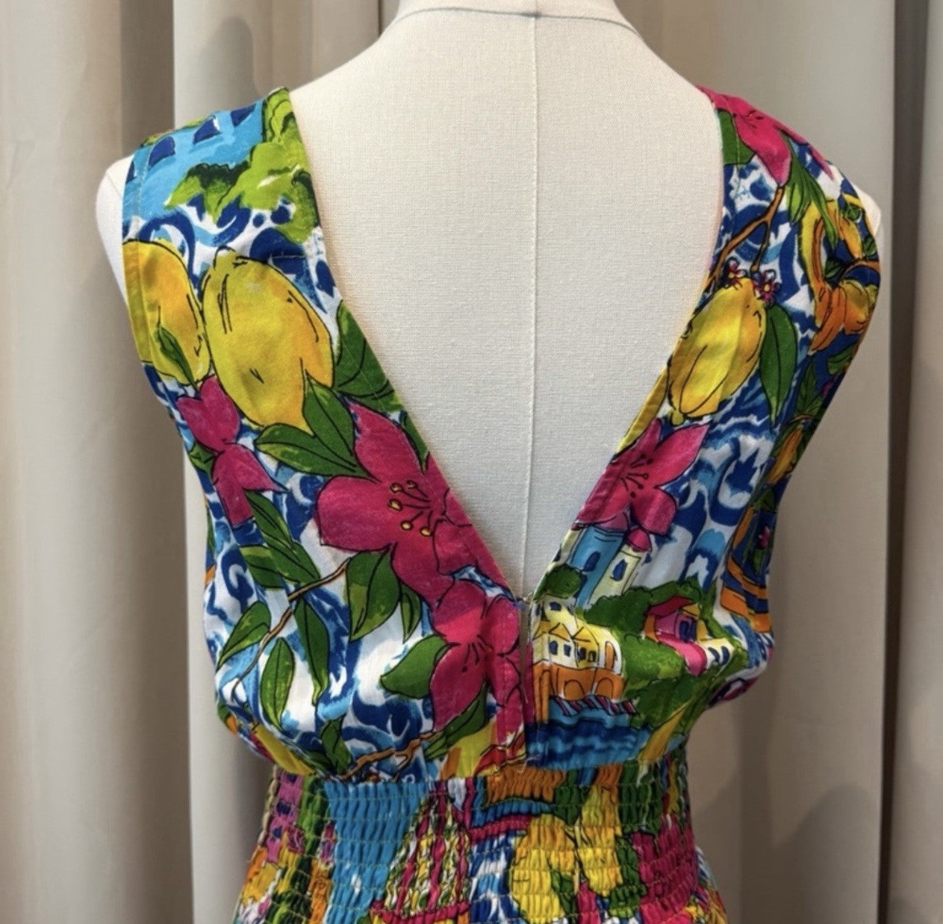 ANTICA SARTORIA 2024 CITY BY THE SEA SORRENTO LONG Back Short Front DRESS NWT OS