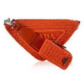 Prada Triangle Logo Raffia Effect Crochet Shoulder Bag Gorgeous Orange Color New