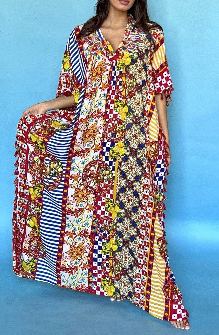 ANTICA SARTORIA 2024 SICILIAN WHEEL LONG MUMU/ KAFTAN/DRESS NWT  LAST ONE