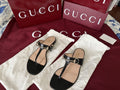 Gucci Women Horsebit Thong Sandals In Black Size 38 NIB