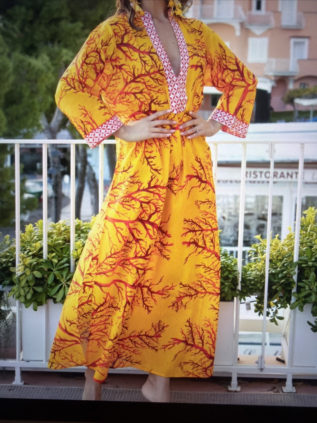 Antica Sartoria 2026 L/XL Coral V Neck Long MIMU /Dress/ Kaftan NWT
