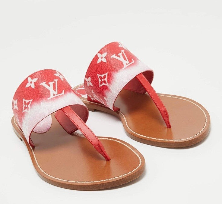 Louis Vuitton Limited Edition Escalae Red White Ombré Sandals New 38.5