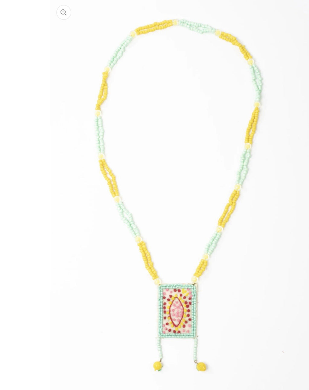 ANTICA SARTORIA 2025 RED YELLOW AQUA WITH LEMONS BEADED LOVELY NECKLACE NWT