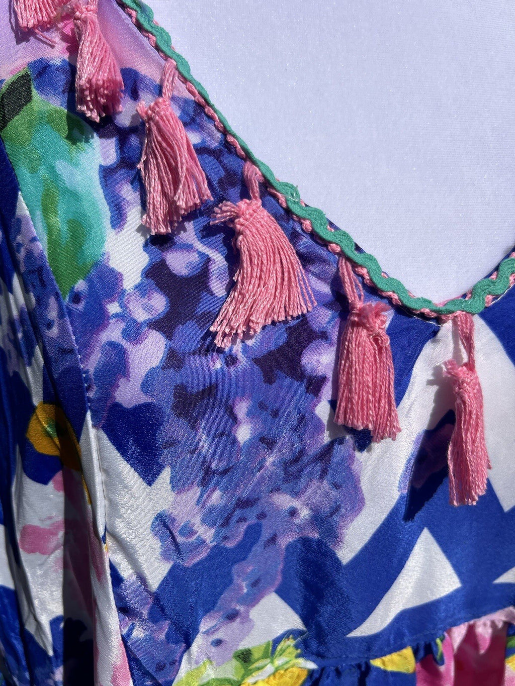Antica Sartoria Lemon Cobalt Blue White Pink Zigzag Dress NWT LAST ONE