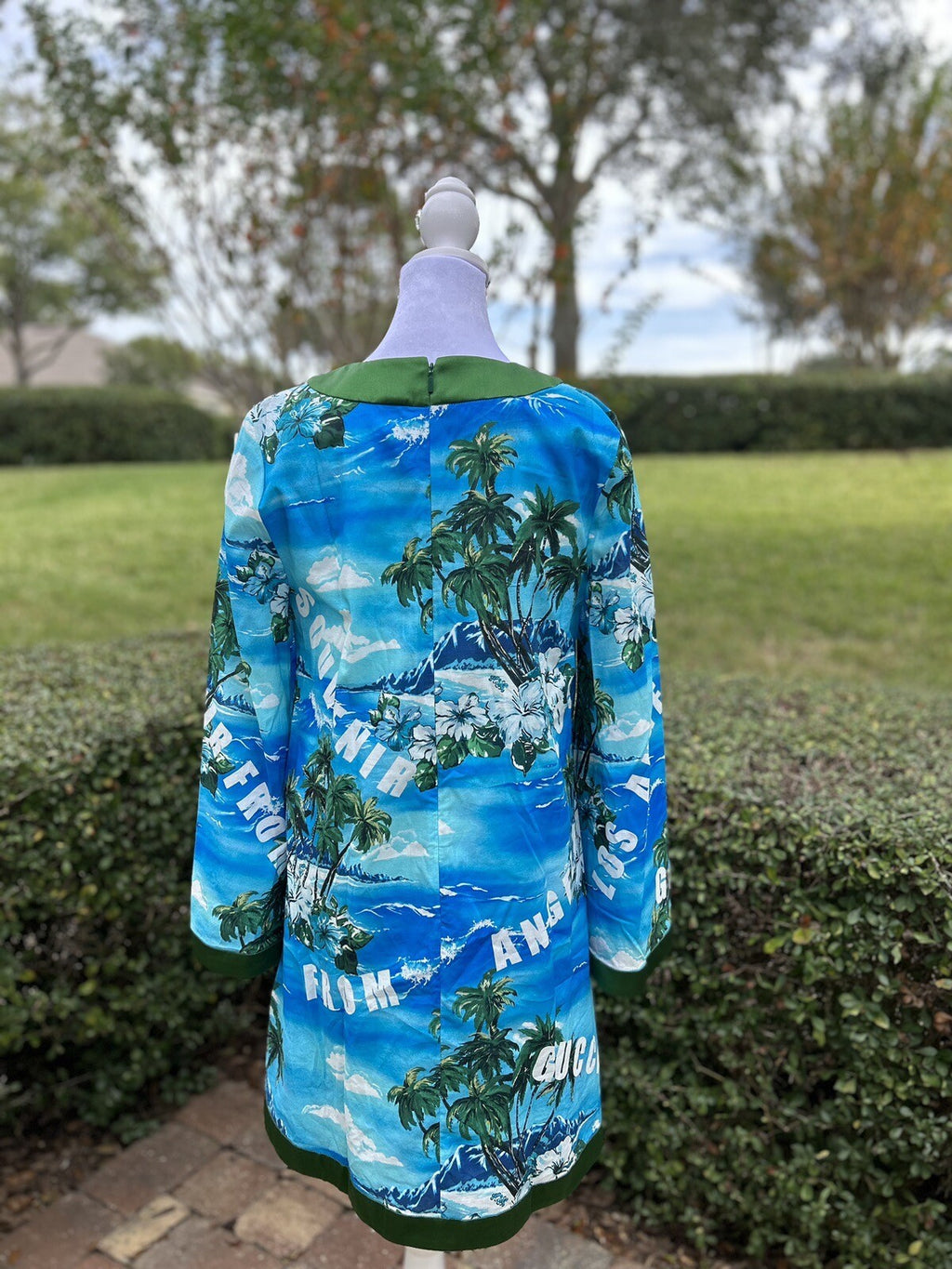GUCCI LOVE PARADE souvenir from Los Angeles ocean print A LINE DRESS Size 42