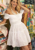 Antica Sartoria 2025 Smocked White Off Shoulder Dress Nwt O/S