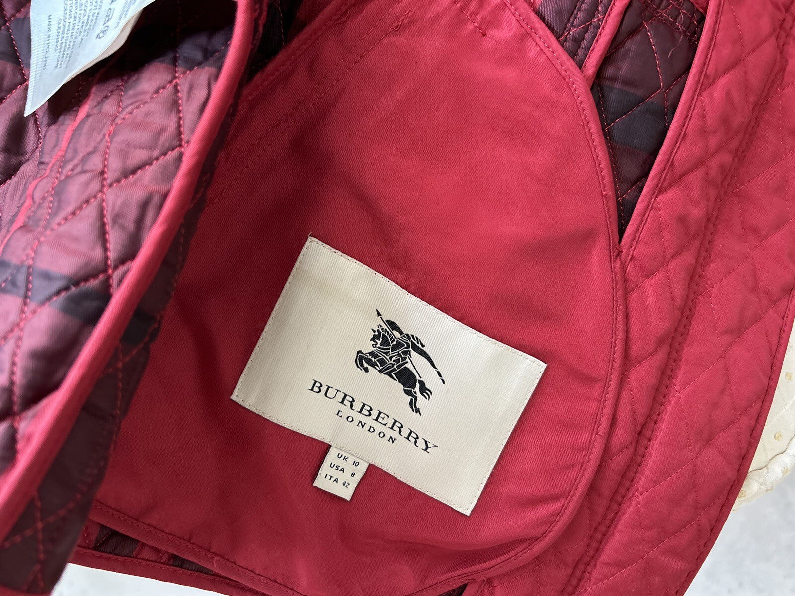 Women Burberry Checks Red Jacket Size 8 Zipper