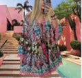 ANTICA SARTORIA 2024 CAMO & FLOWERS FUN PRINT FRONT V NECK DRESS NWT O/S