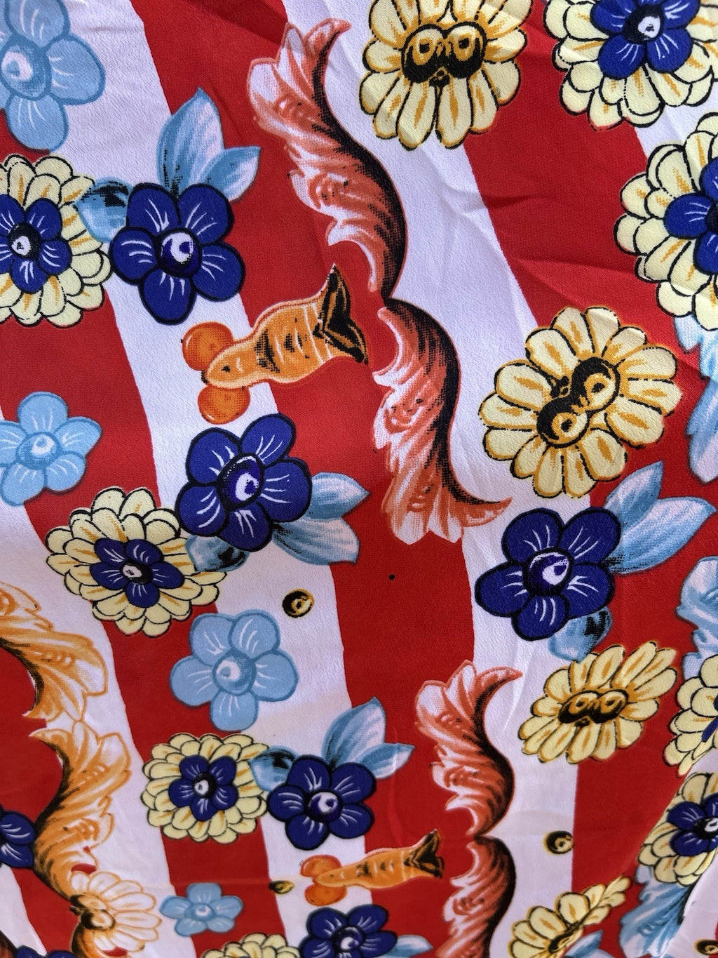 Antica Sartoria Red White & Blue Stripe & Flower Kimono Mumu NWT O/S