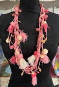 Antica Sartoria 2024 Pink Pompom Beaded Necklace Nwt