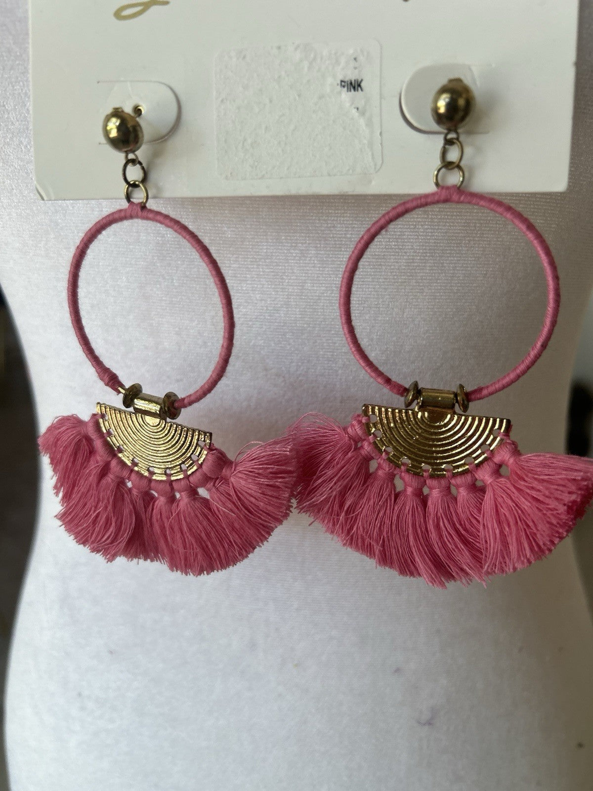 ANTICA SARTORIA PINK HOOP FAN PIERCED EARRINGS NWT SOLD OUT