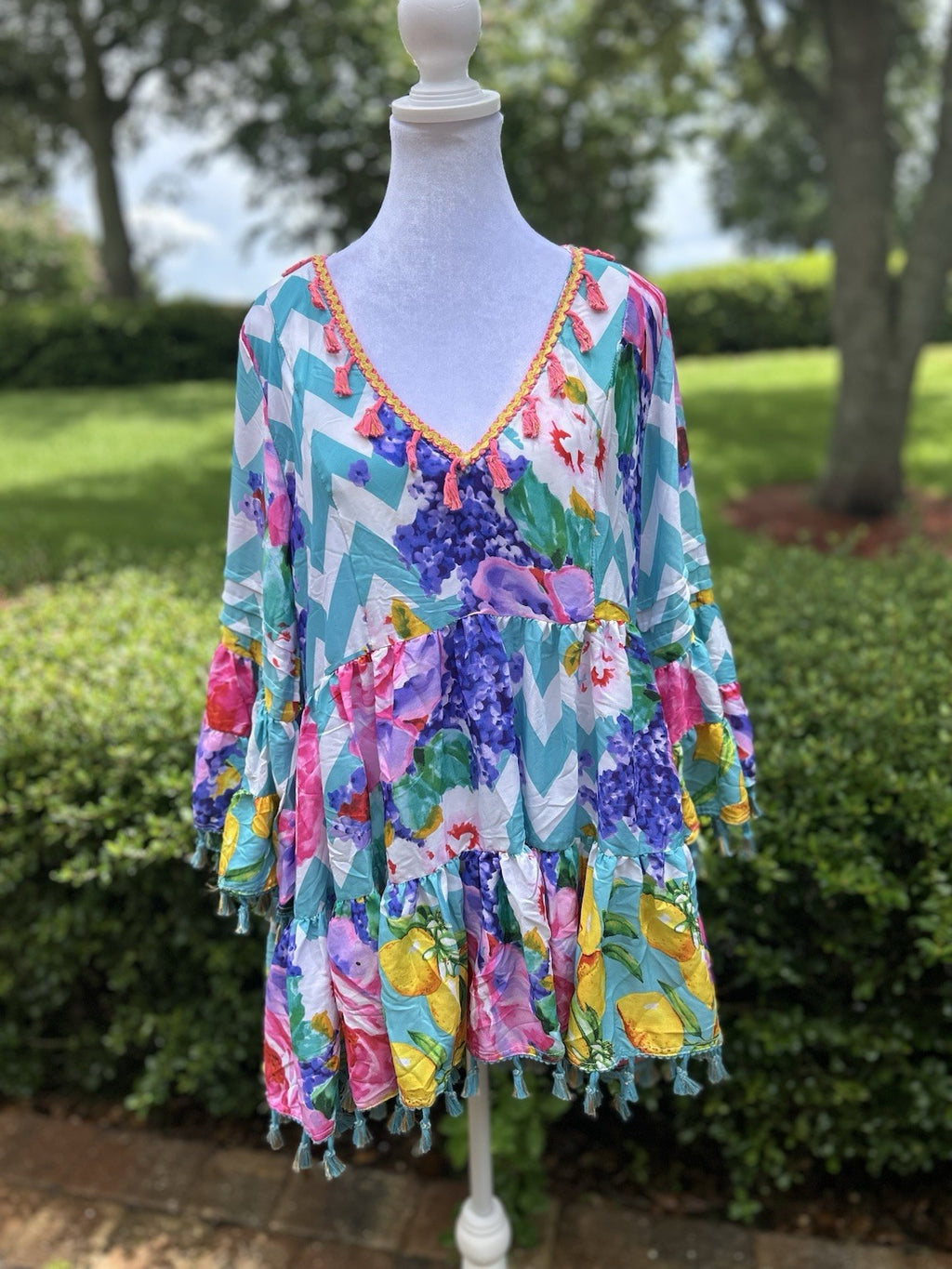 Antica Sartoria Zigzag Aqua Blue Top Dress NWT O/S