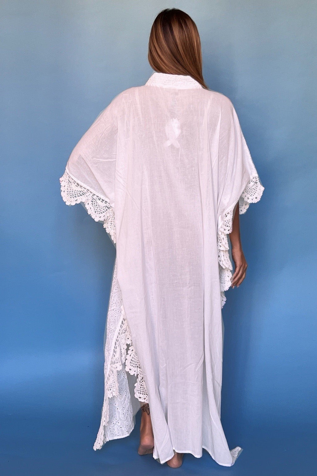 ANTICA SARTORIA White With Beading Long Kaftan /dress /mumu Beautiful NWT OS/XXL