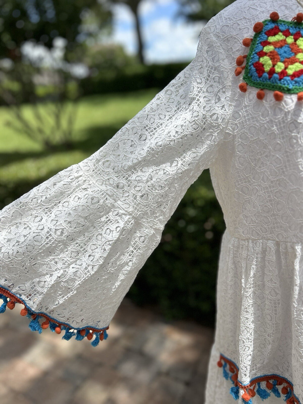 Made In Italy Like Antica Sartoria Beautiful Embroidered White Lace Like Dress L