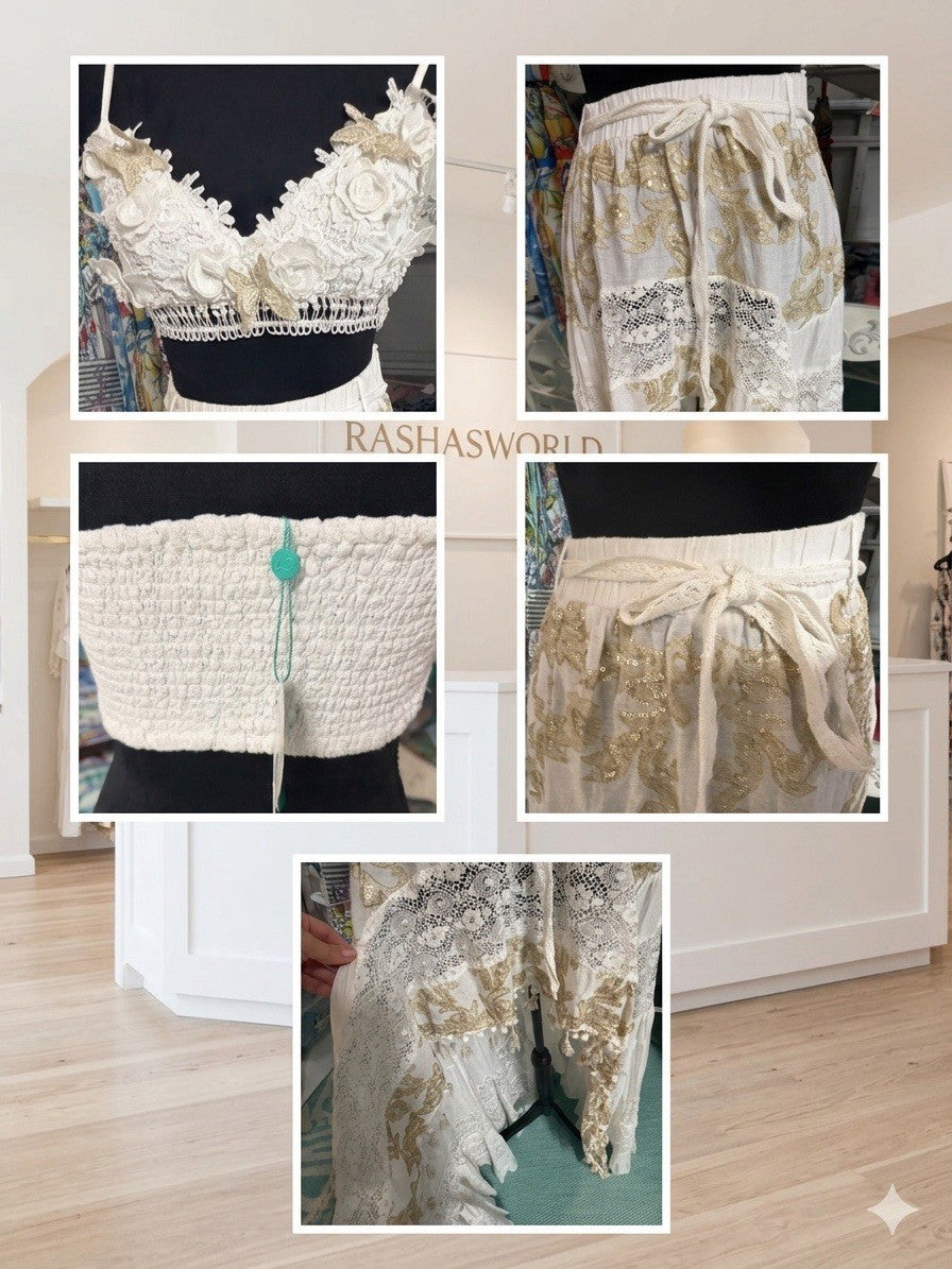 Antica Sartoria 2026 Skirt Top Set With Gold Embroidery Stunning O/S Nwt