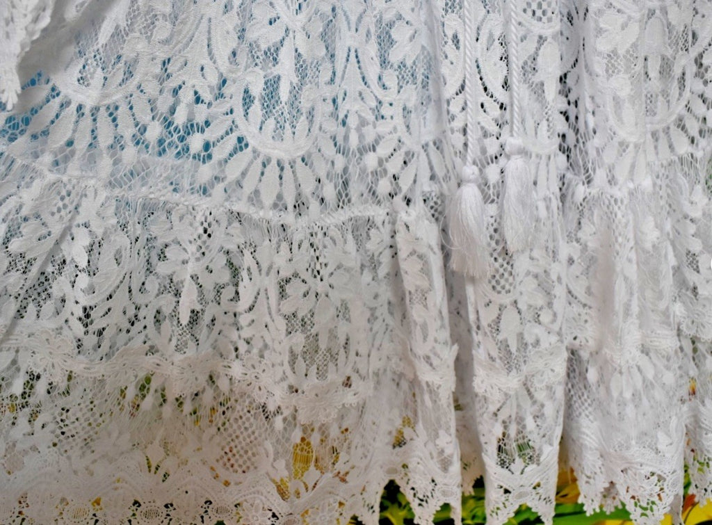 ANTICA SARTORIA 2024 WHITE LOVELY TIE FRONT LACE DRESS NWT O/S